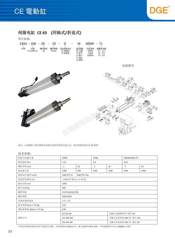 CE63電缸同軸式電動(dòng)缸